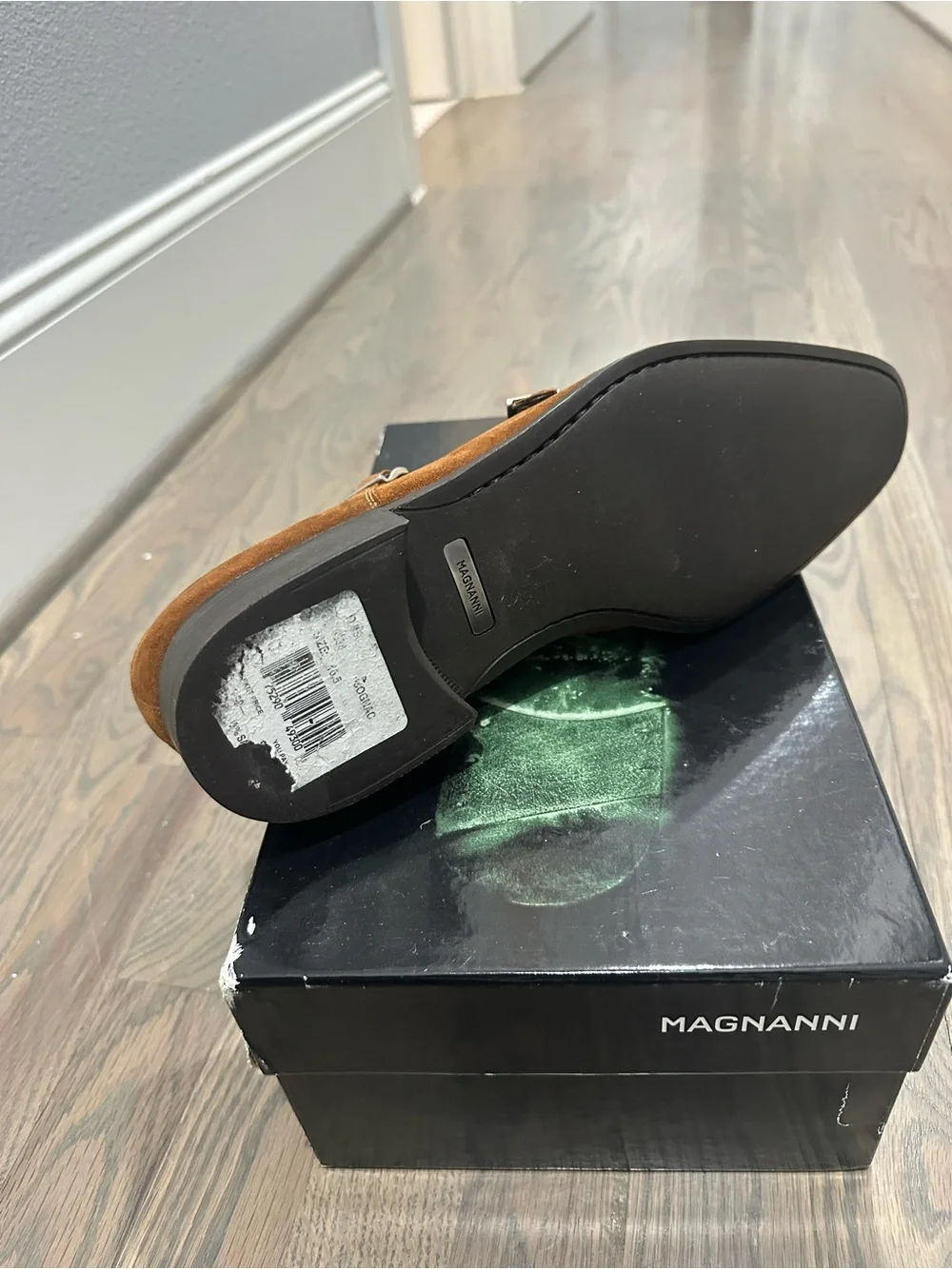 Magnanni Cognac Suede Double Monk Strap Oxfords